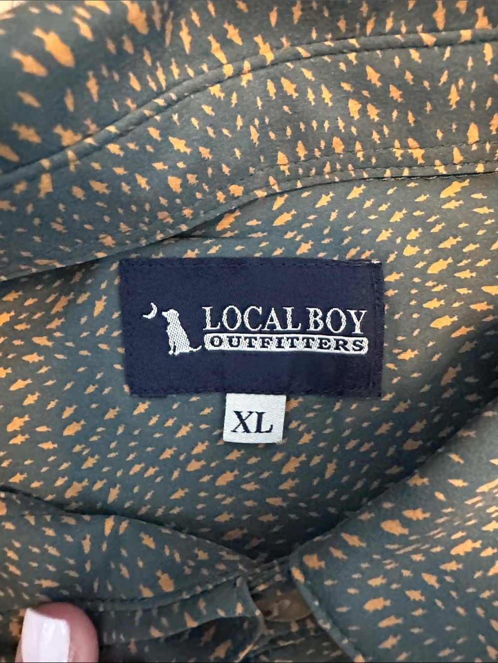 Local Boy Low-country Short-Sleeve Button-Down Shirt with Micro Fish Print - Picture 4 of 8
